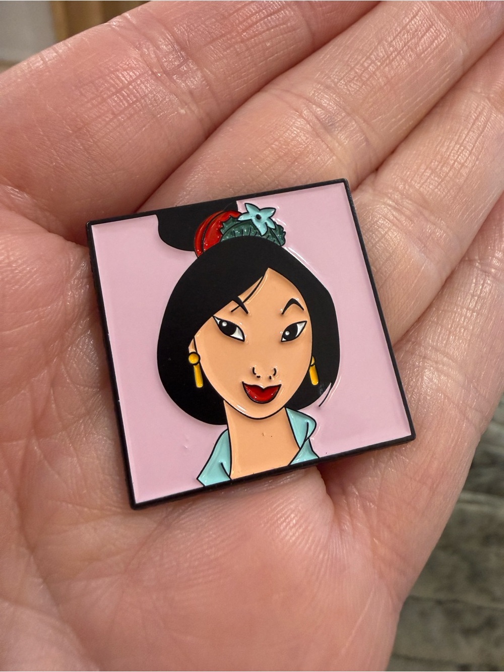 Disney Mulan Inspired Mulan Pink Square Enamel Character Pin